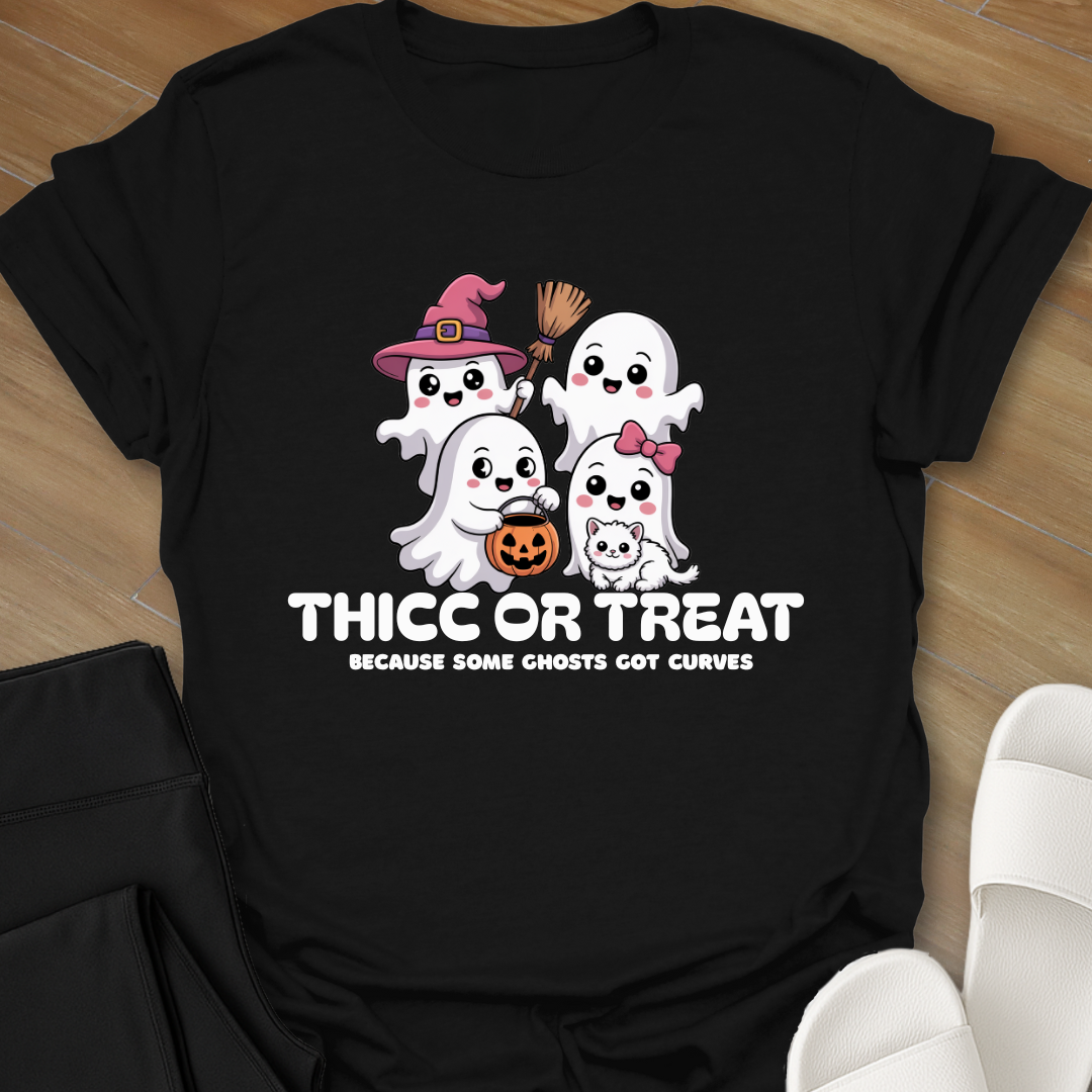 Curvy Ghost Thicc or Treat T-Shirt