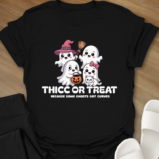 Curvy Ghost Thicc or Treat T-Shirt