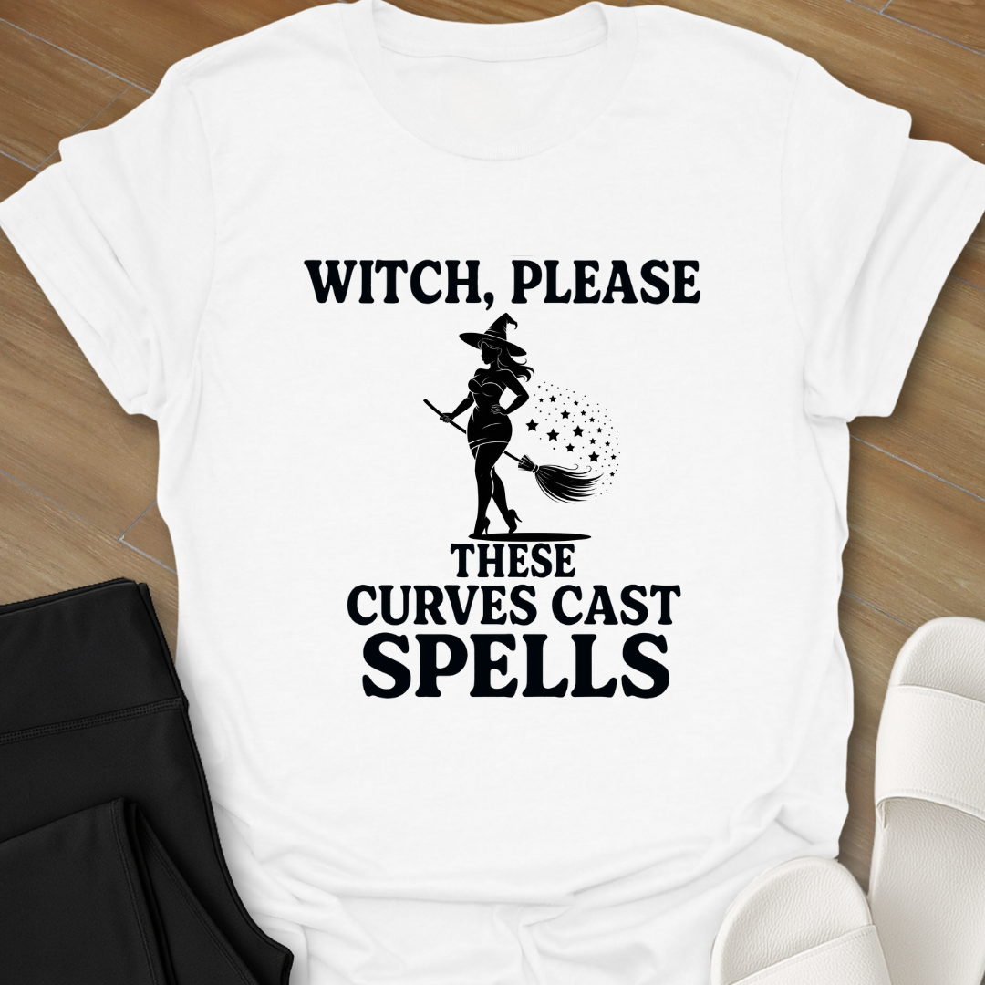 Curvy Girl Witch Please T-Shirt