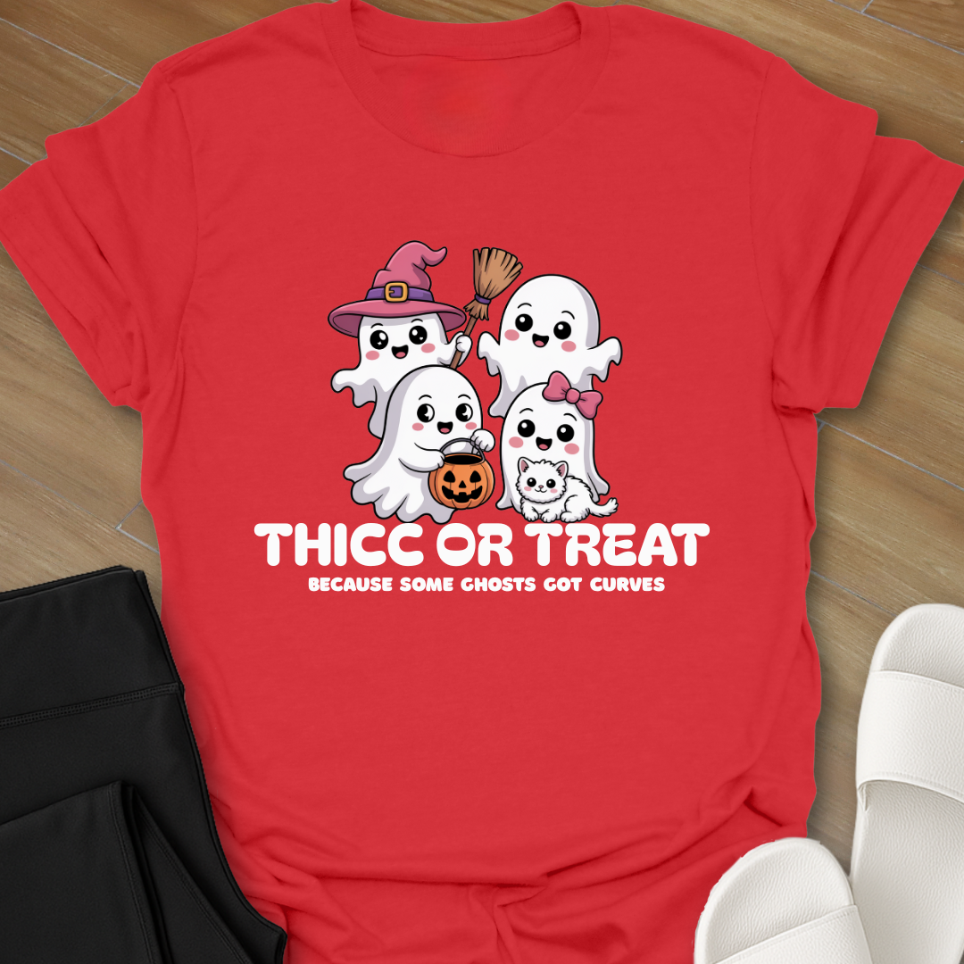 Curvy Ghost Thicc or Treat T-Shirt