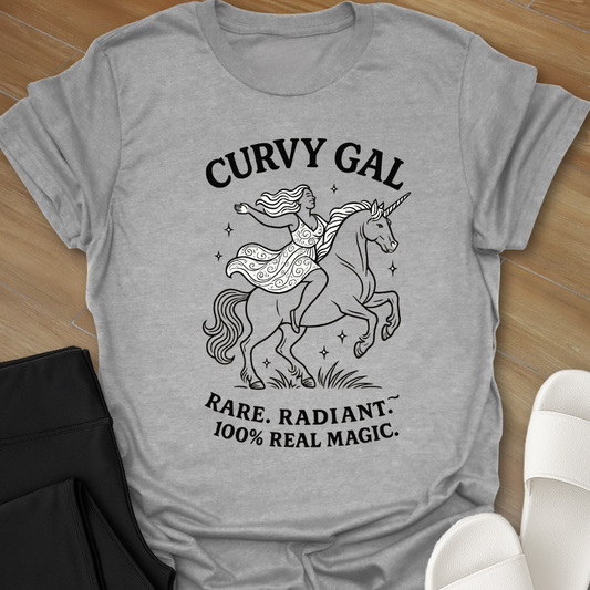 Curvy Gal Rare, Radiant, 100% Real Magic T-Shirt