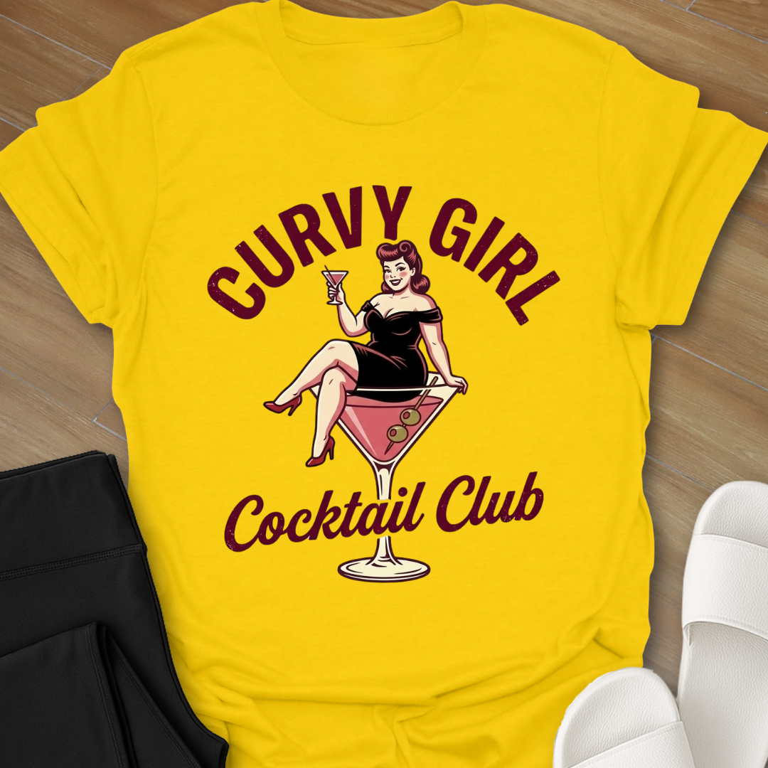 Curvy Girl Cocktail Pin-Up T-Shirt