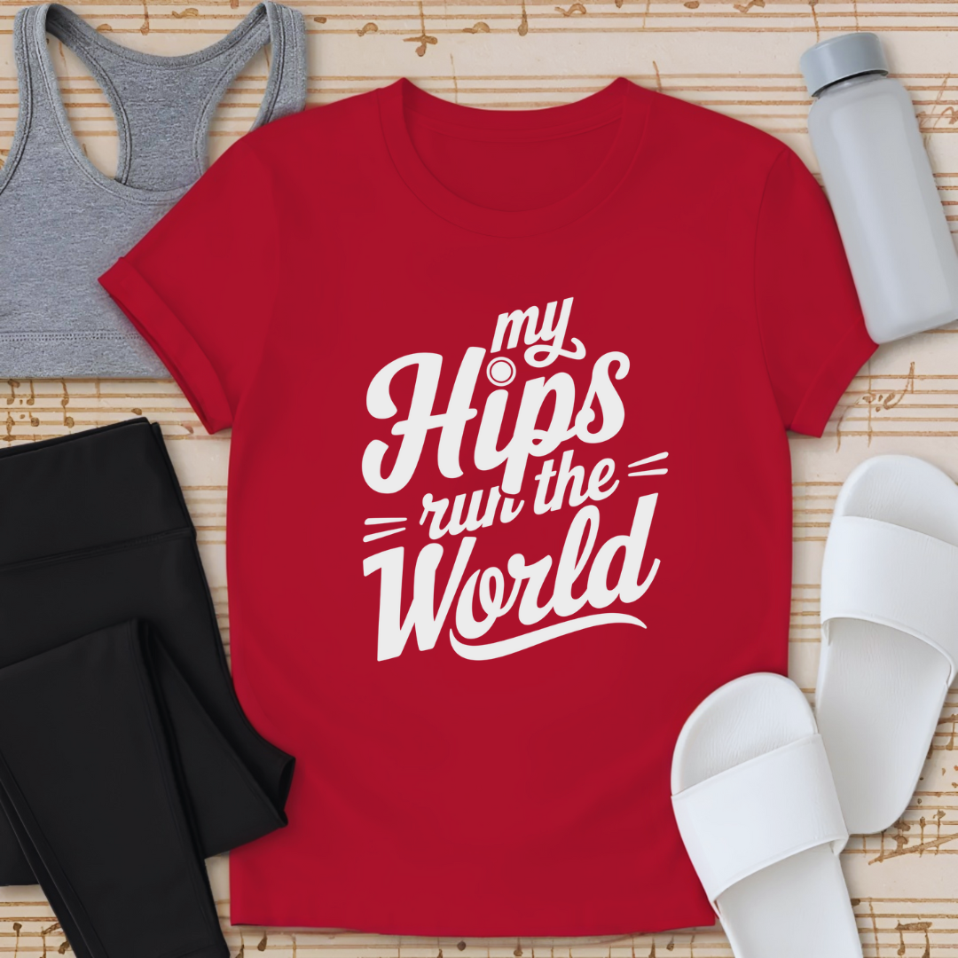 Hips Run The World Text T-Shirt