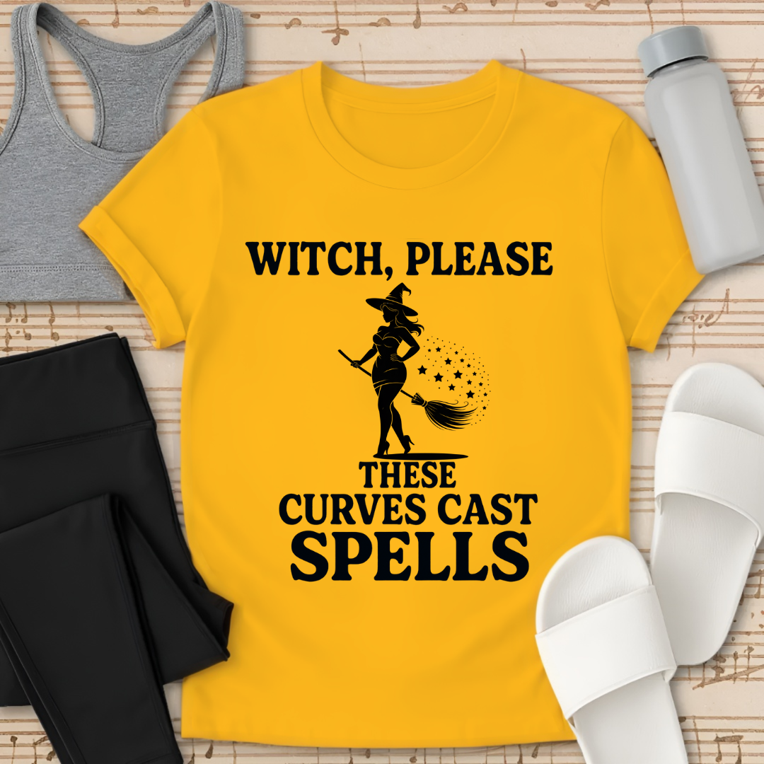 Curvy Girl Witch Please T-Shirt