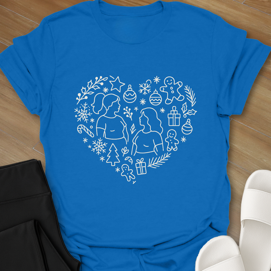 Xmas Curvy Girl Heart T-Shirt