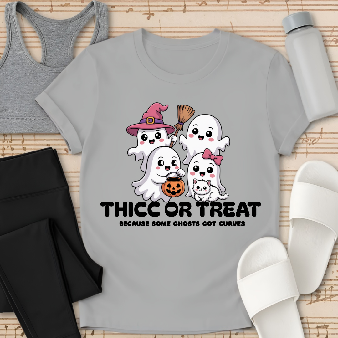 Curvy Ghost Thicc or Treat T-Shirt