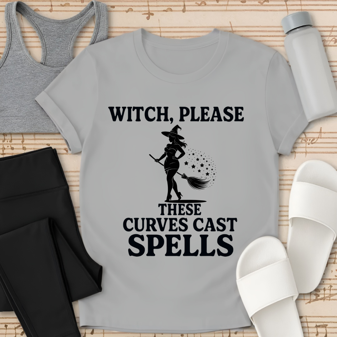 Curvy Girl Witch Please T-Shirt
