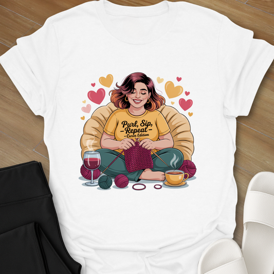 Purl, Sip, - Repeat - Curvy Edition  T-Shirt