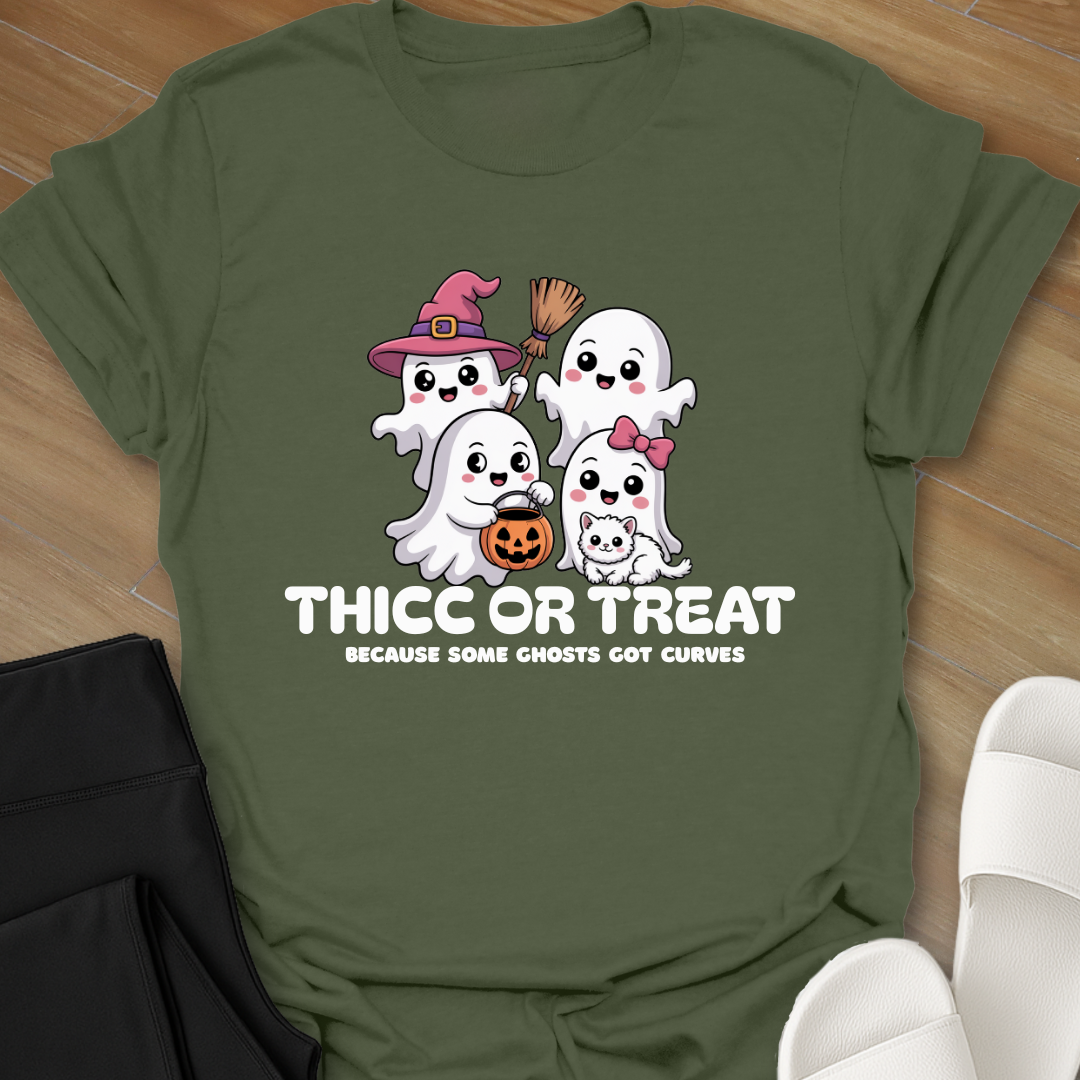 Curvy Ghost Thicc or Treat T-Shirt
