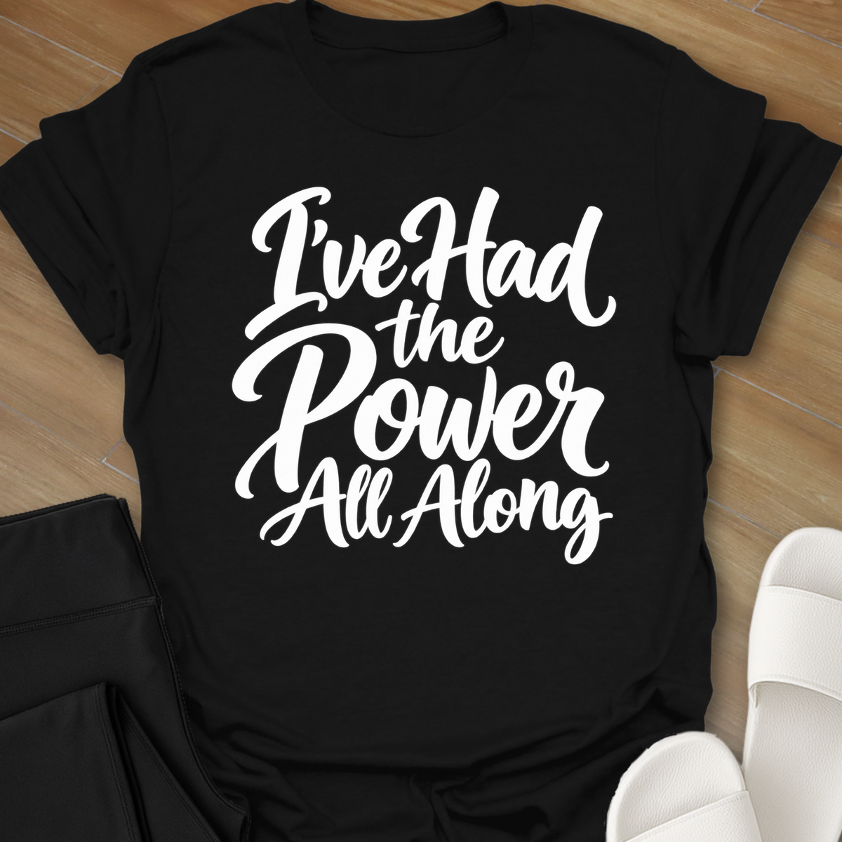 Have the Power curvy girl graphic t-shirt in Black by Ciaobellatre
