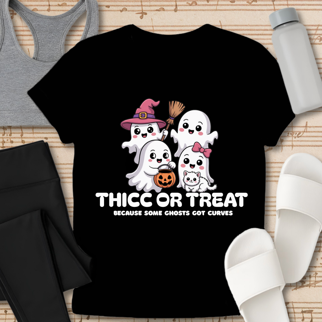 Curvy Ghost Thicc or Treat T-Shirt