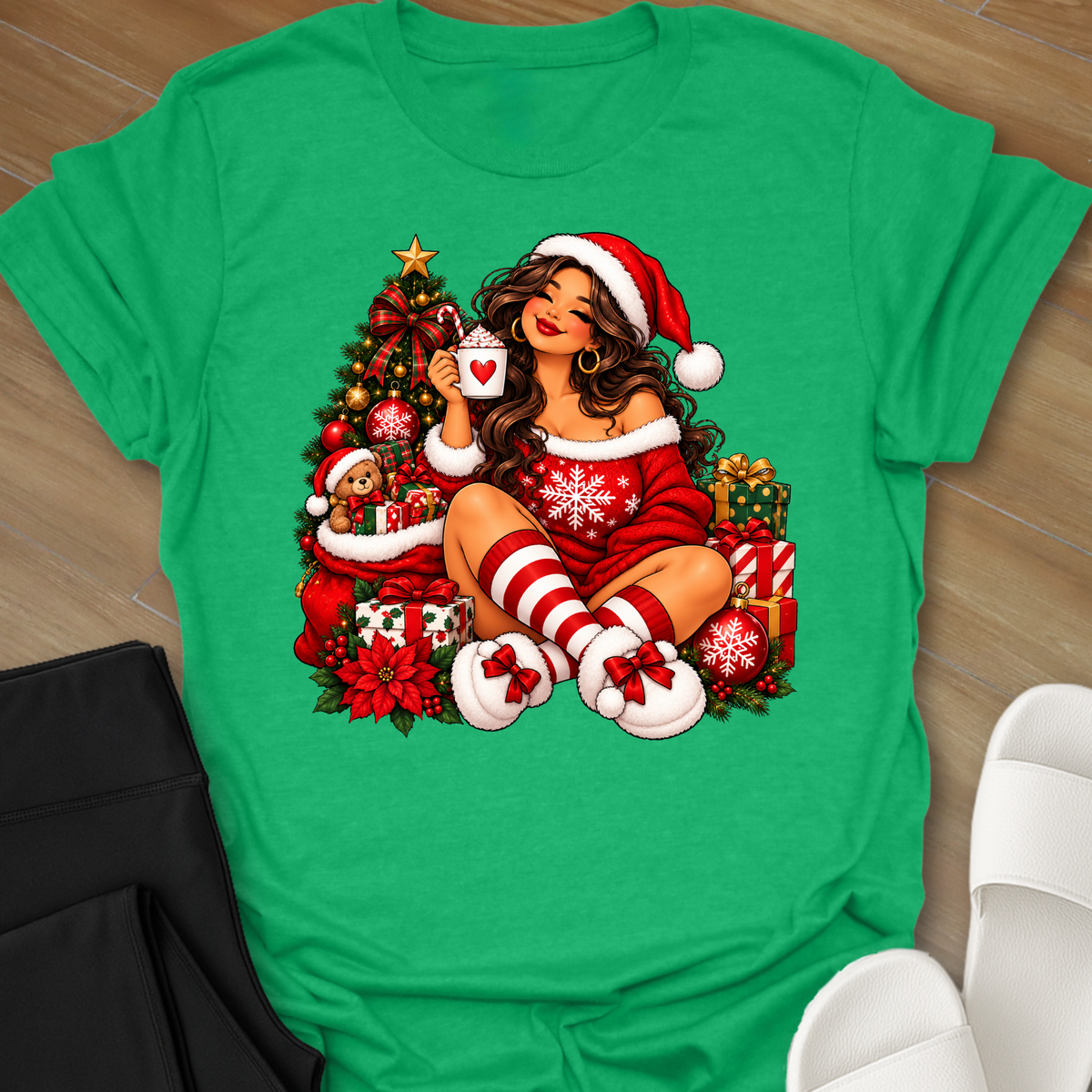 Curvy Girl Celebrating Christmas T-Shirt