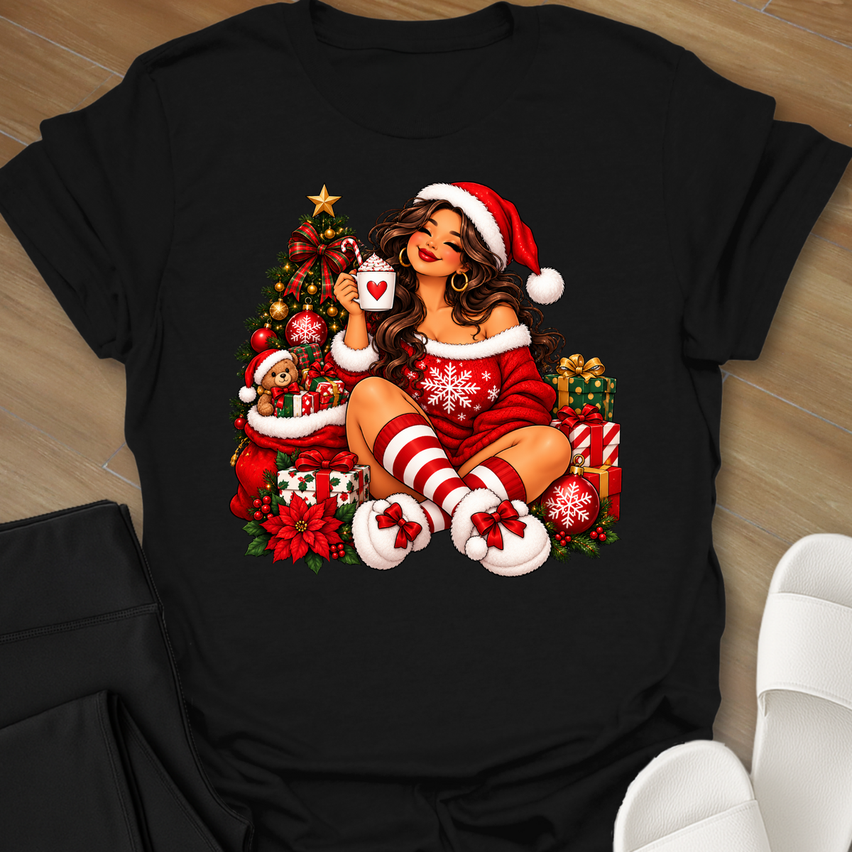 Curvy Girl Celebrating Christmas T-Shirt