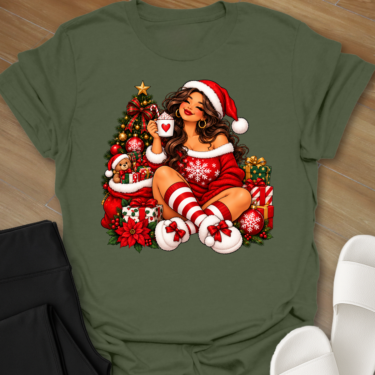 Curvy Girl Celebrating Christmas T-Shirt