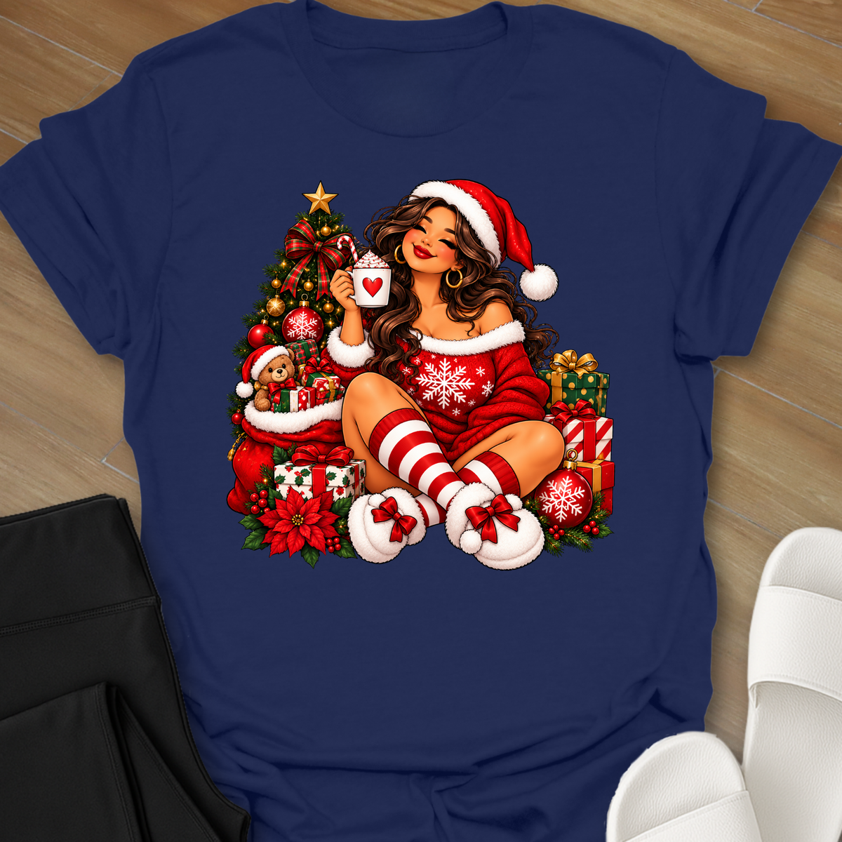 Curvy Girl Celebrating Christmas T-Shirt