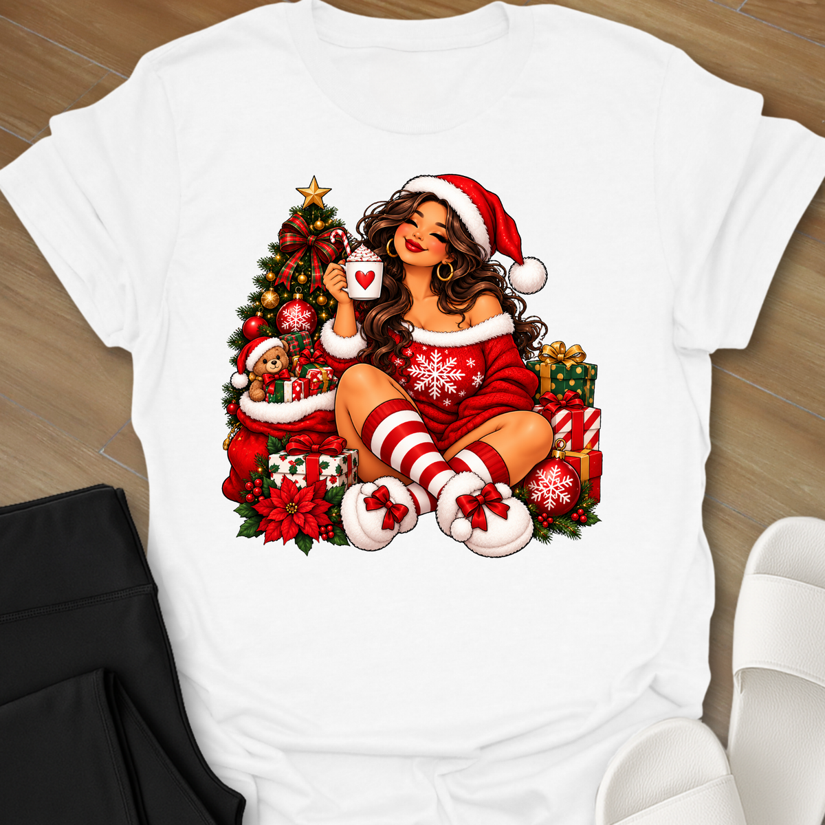 Curvy Girl Celebrating Christmas T-Shirt
