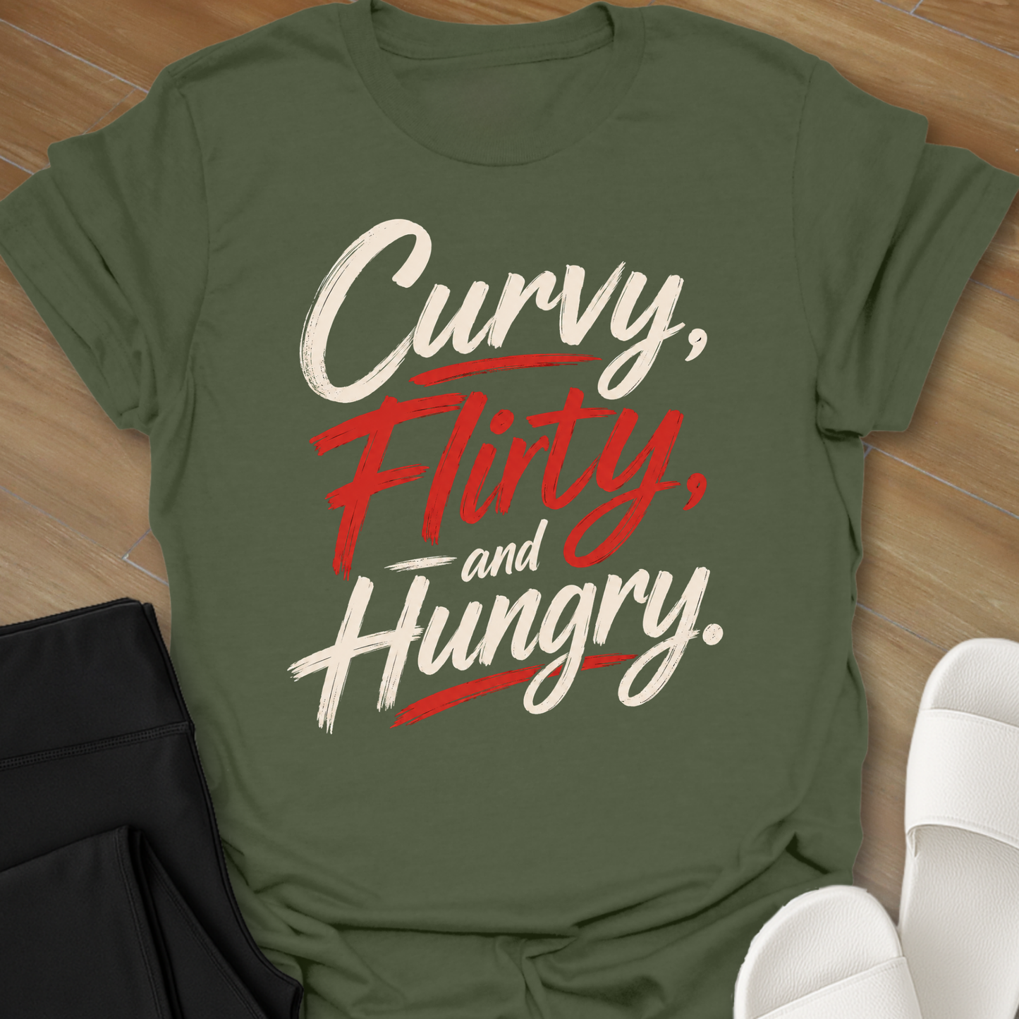 Curvy, Flirty, and Hungry. T-Shirt