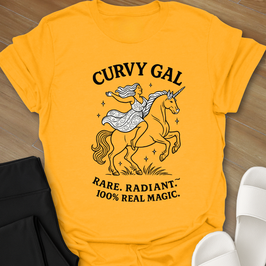 Curvy Gal Rare, Radiant, 100% Real Magic T-Shirt