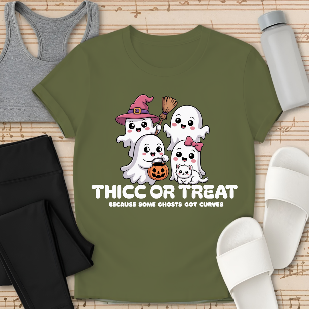 Curvy Ghost Thicc or Treat T-Shirt