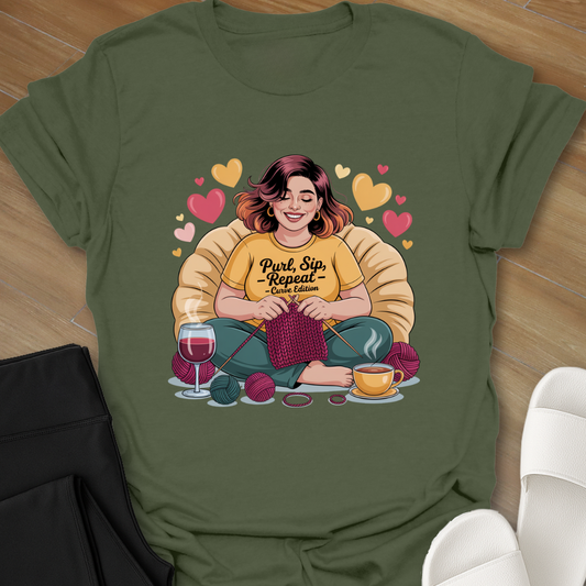 Purl, Sip, - Repeat - Curvy Edition  T-Shirt