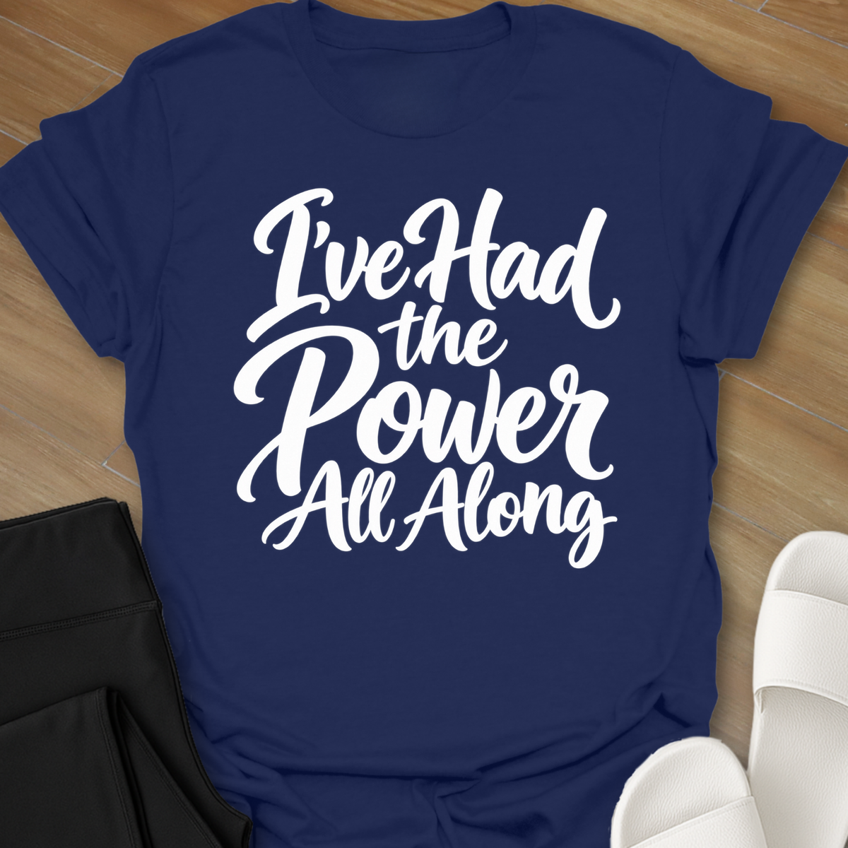 Have the Power curvy girl graphic t-shirt in Navy by Ciaobellatre