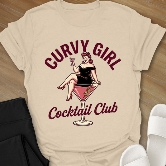 Curvy Girl Cocktail Pin-Up T-Shirt