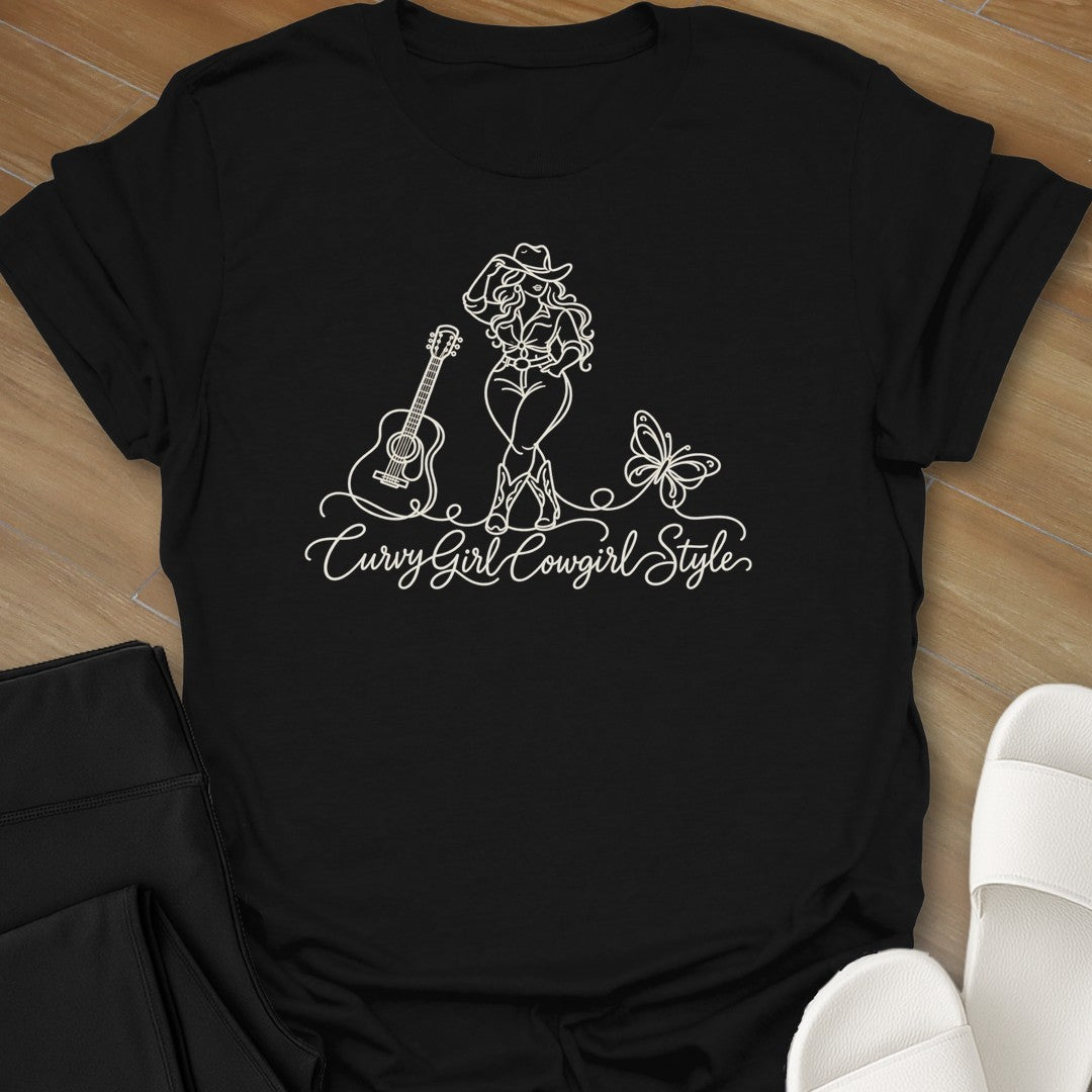 Cowgirl Style curvy girl graphic t-shirt in Black by Ciaobellatre