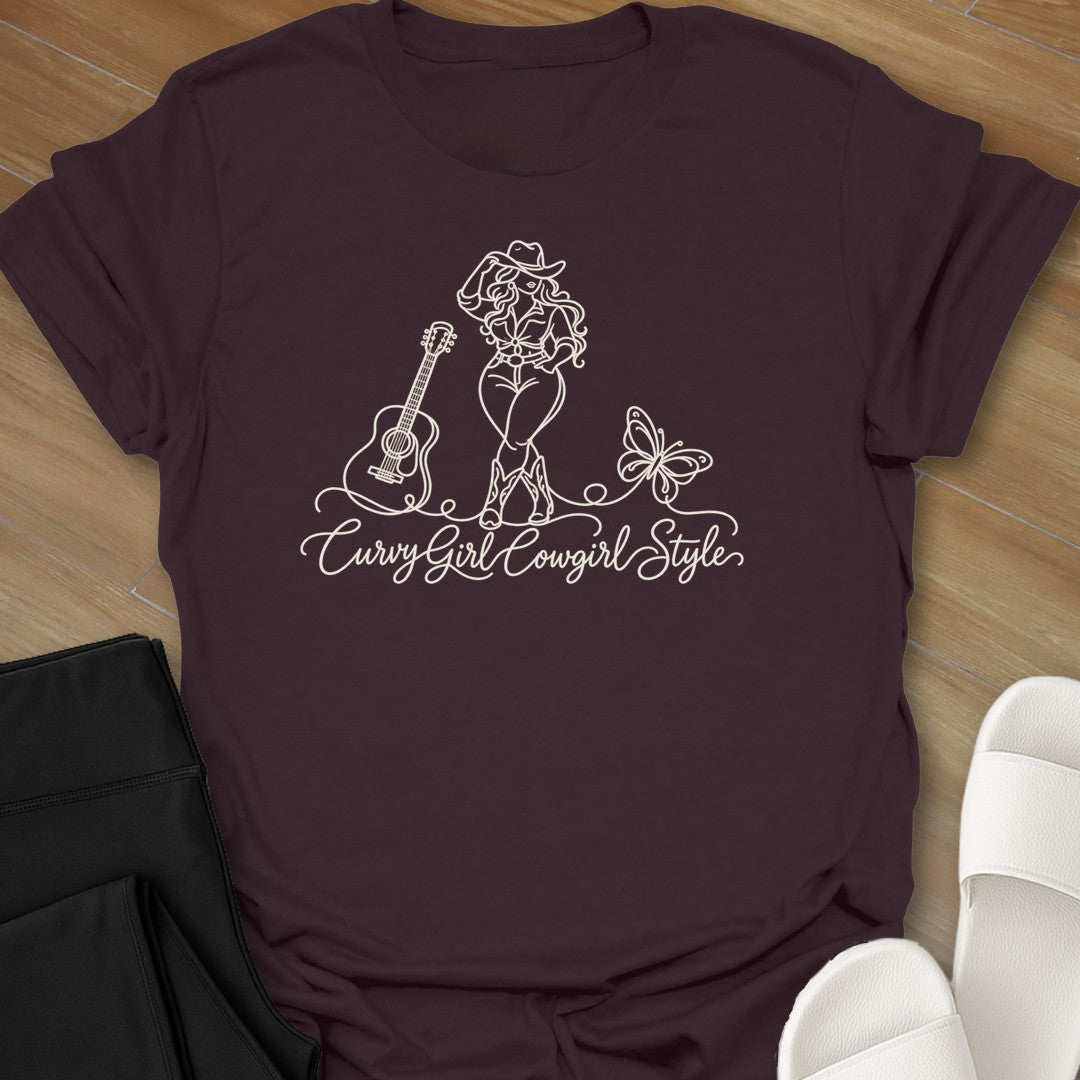 Cowgirl Style curvy girl graphic t-shirt in Dark Chocolate by Ciaobellatre