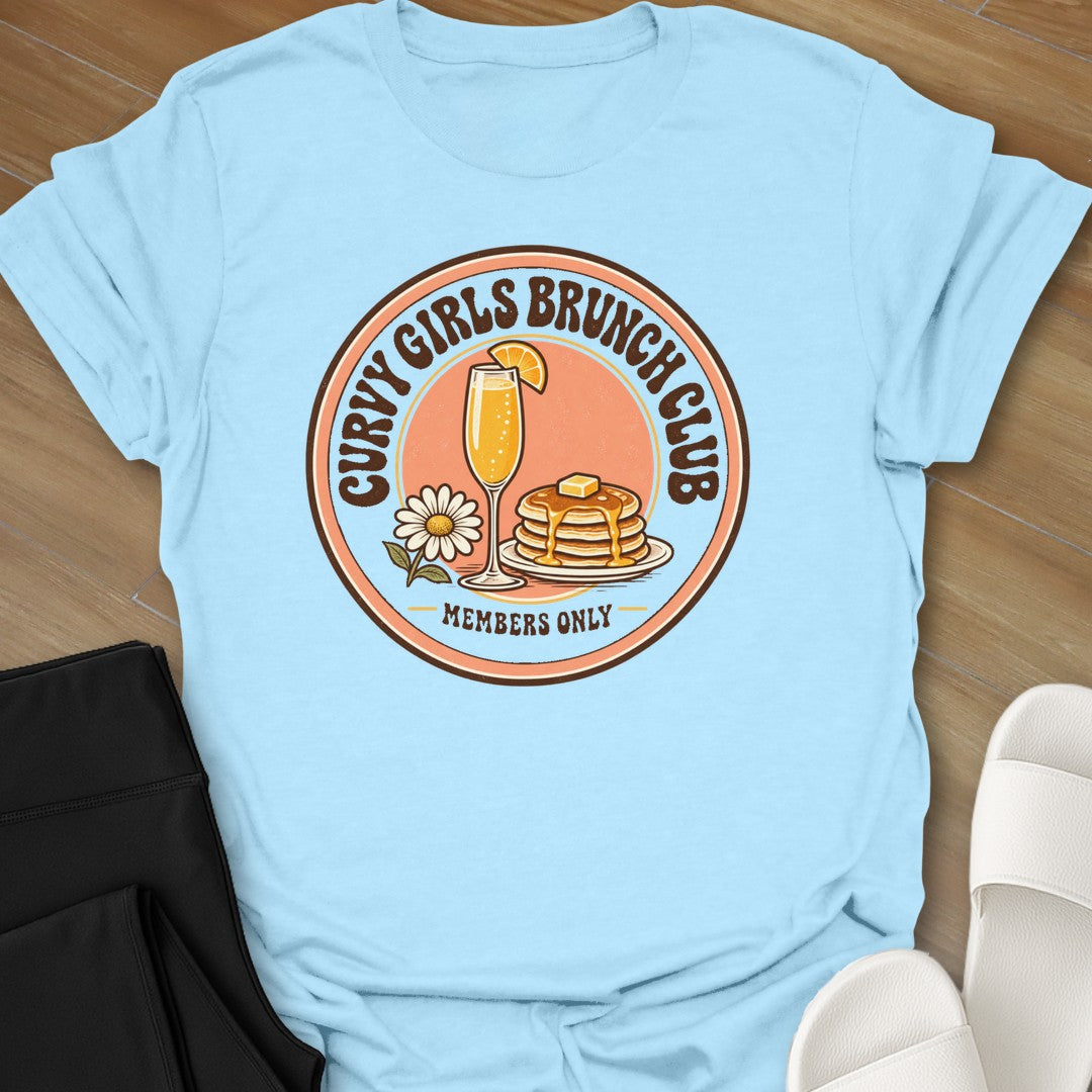 Brunch Club Members curvy girl graphic t-shirt in Light Blue by Ciaobellatre