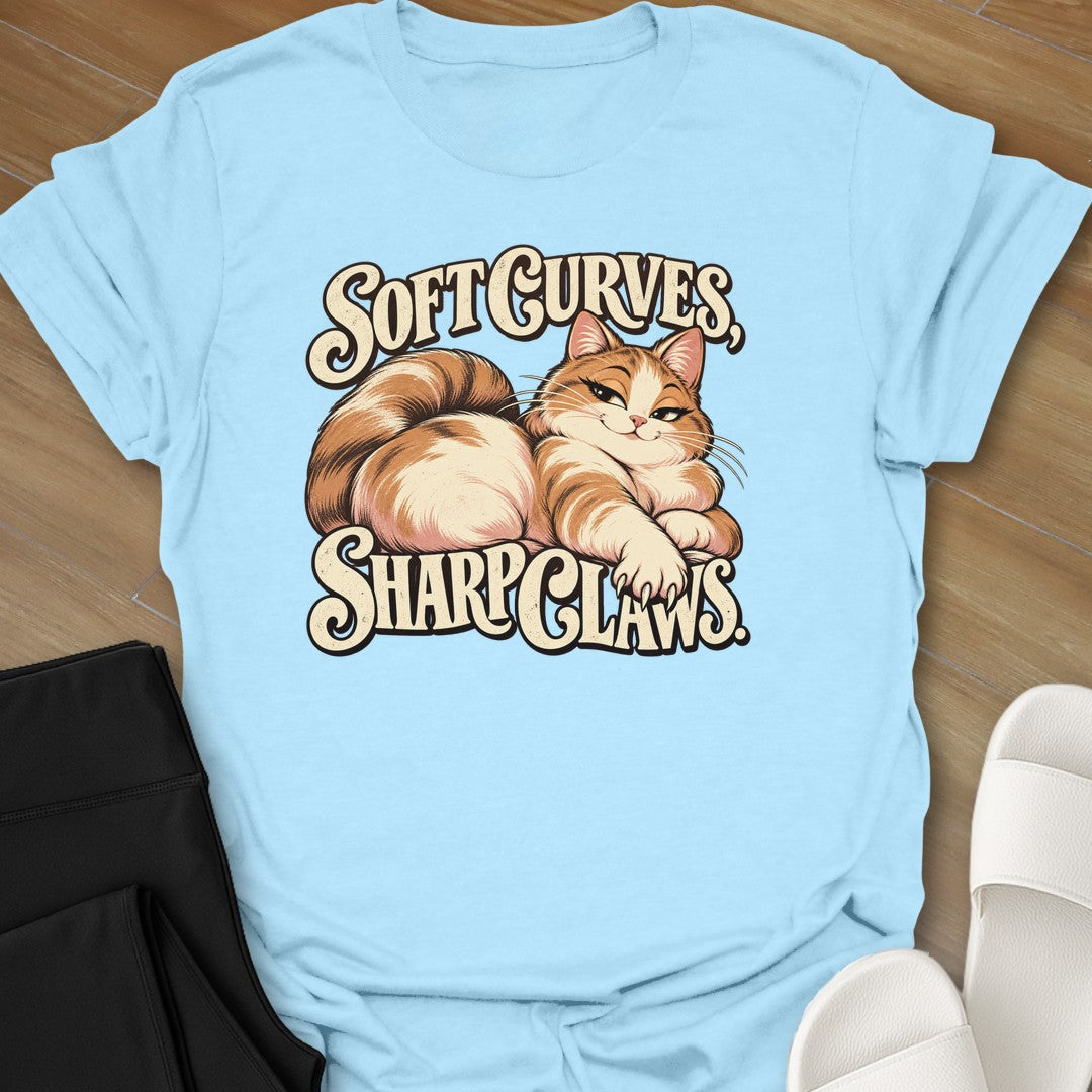 Sharp Claws curvy girl graphic t-shirt in Light Blue by Ciaobellatre
