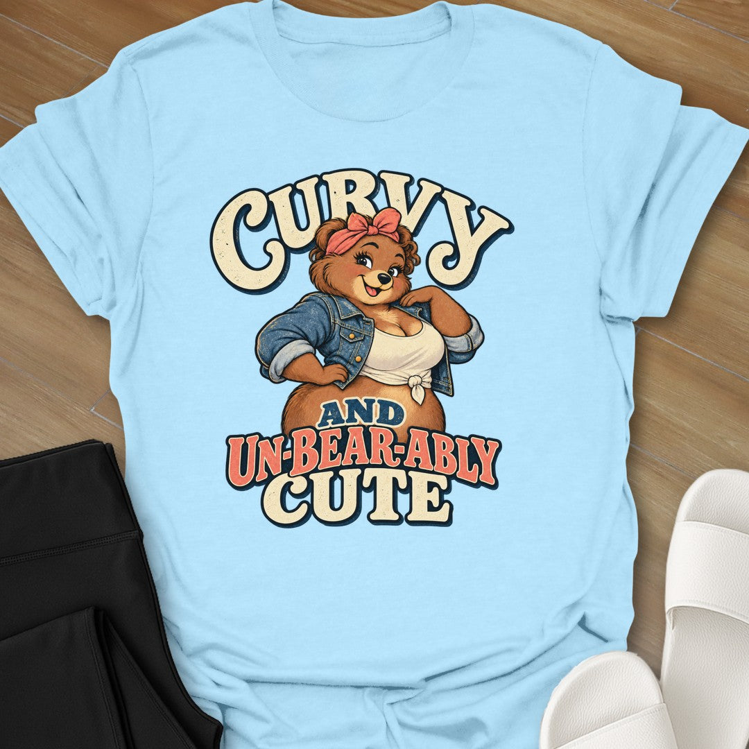 Unbearably Cute curvy girl graphic t-shirt in Light Blue by Ciaobellatre