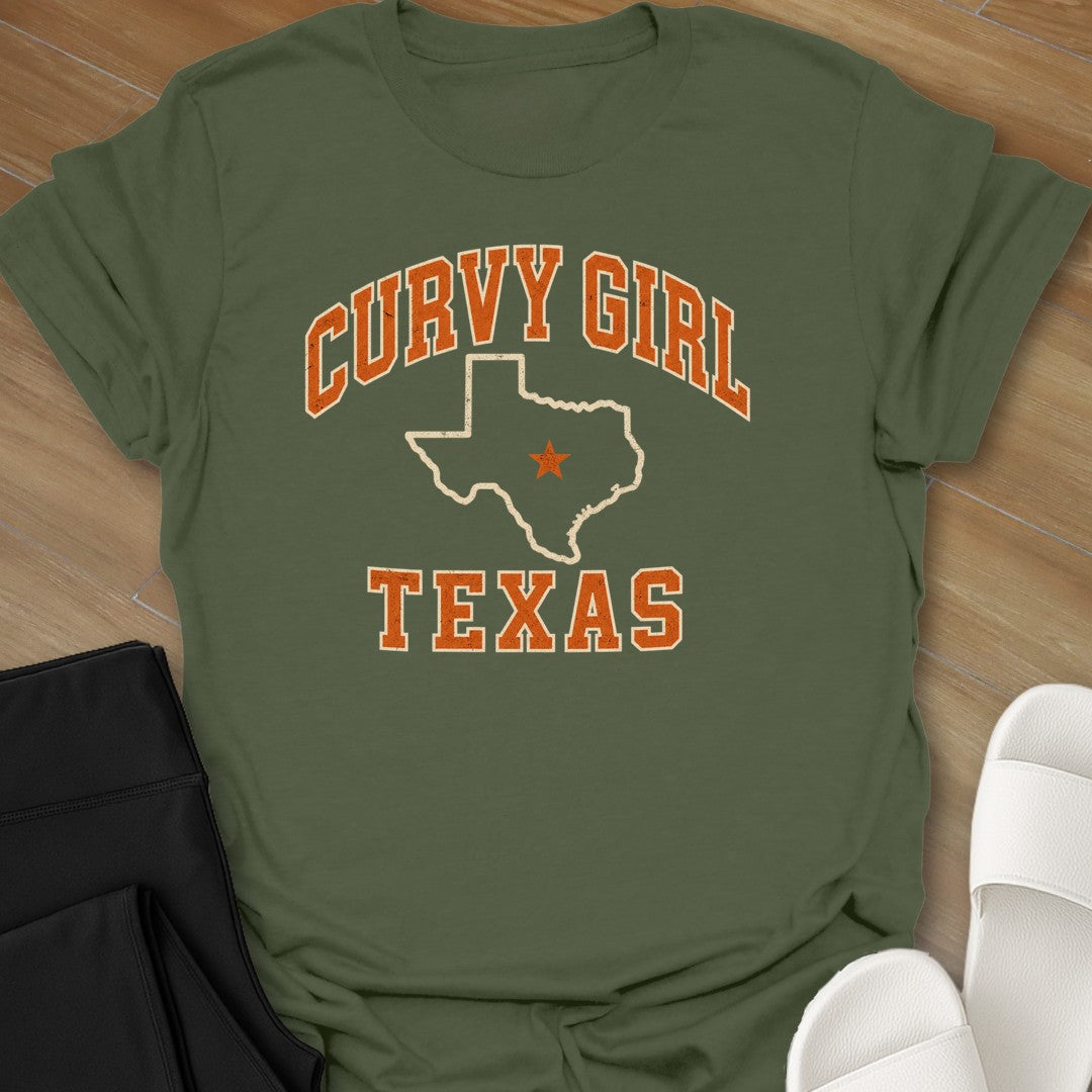 Curvy Girl Texas curvy girl graphic t-shirt in Military Green by Ciaobellatre
