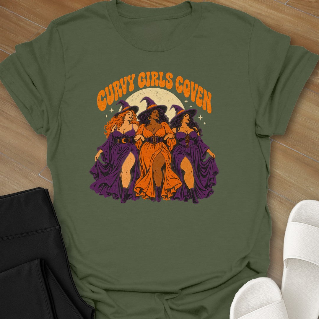 Curvy Girls Coven curvy girl graphic t-shirt in Military Green by Ciaobellatre