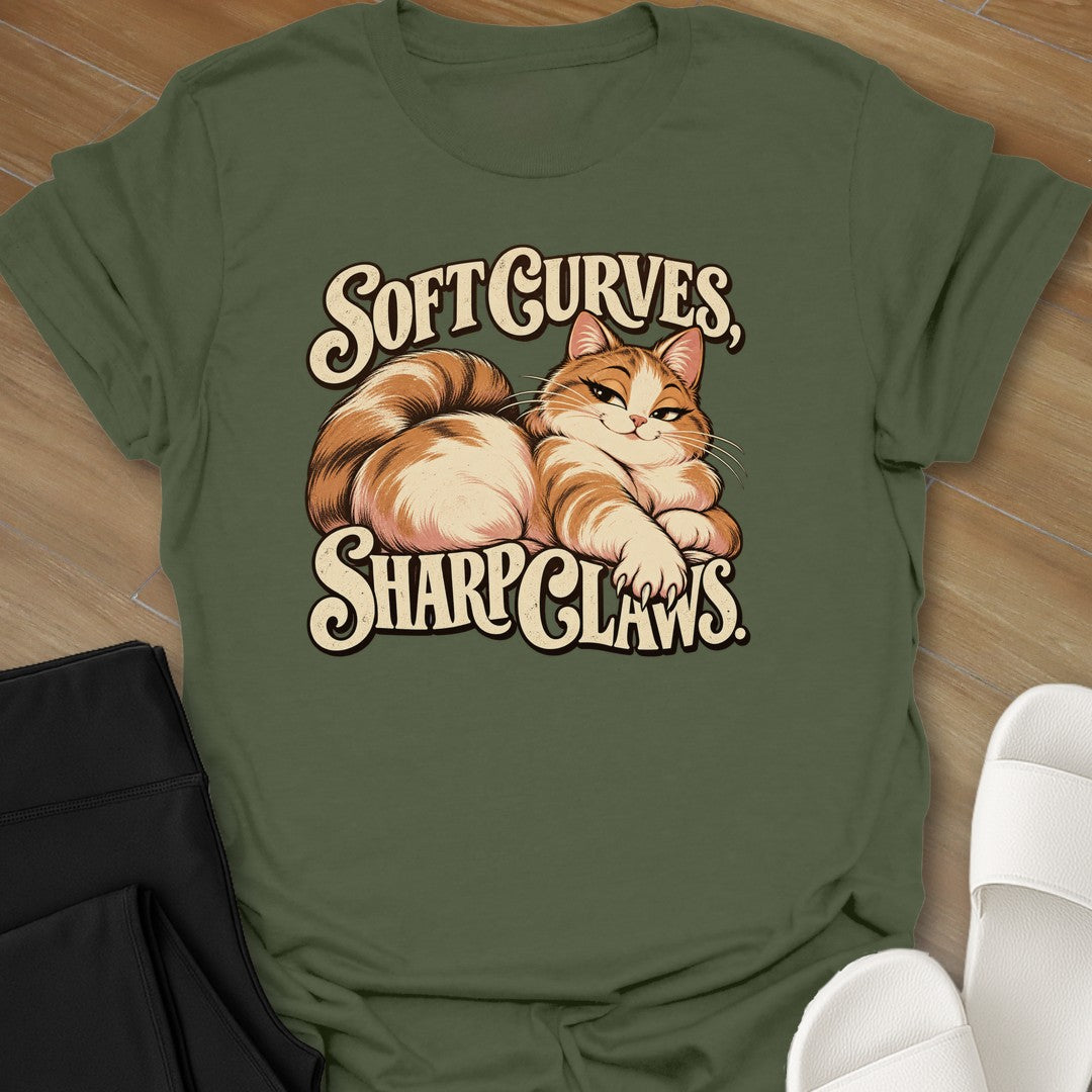 Sharp Claws curvy girl graphic t-shirt in Military Green by Ciaobellatre