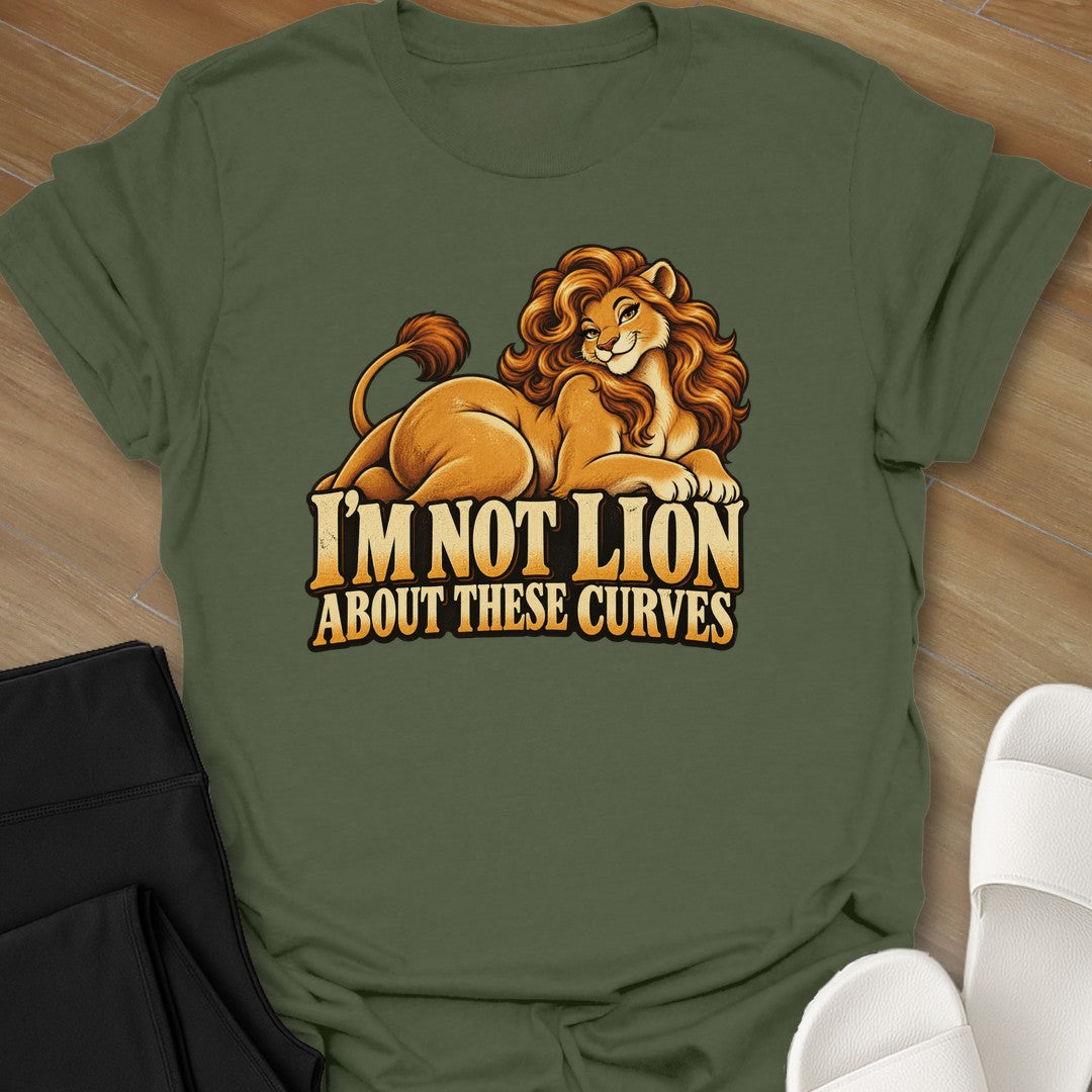 I'm Not Lion curvy girl graphic t-shirt in Military Green by Ciaobellatre