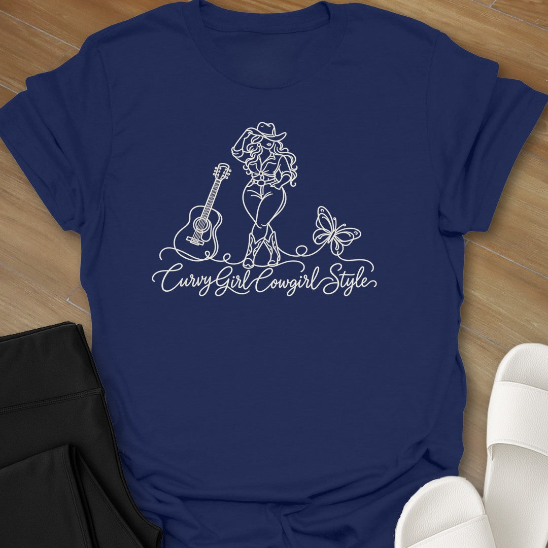 Cowgirl Style curvy girl graphic t-shirt in Navy by Ciaobellatre