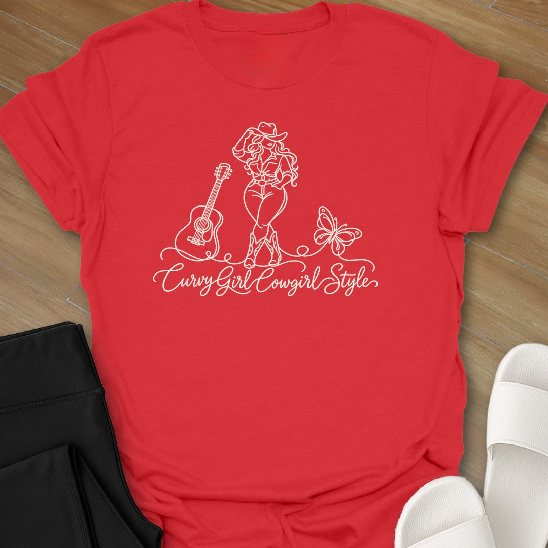 Cowgirl Style curvy girl graphic t-shirt in Red by Ciaobellatre