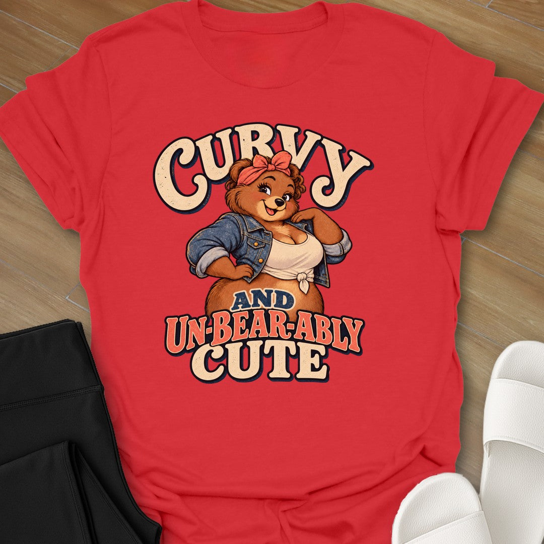 Unbearably Cute curvy girl graphic t-shirt in Red by Ciaobellatre