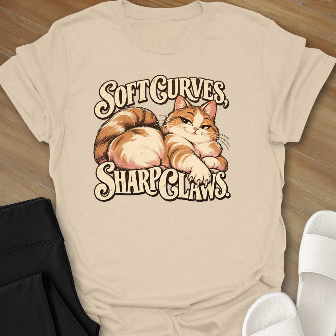 Sharp Claws curvy girl graphic t-shirt in Sand by Ciaobellatre