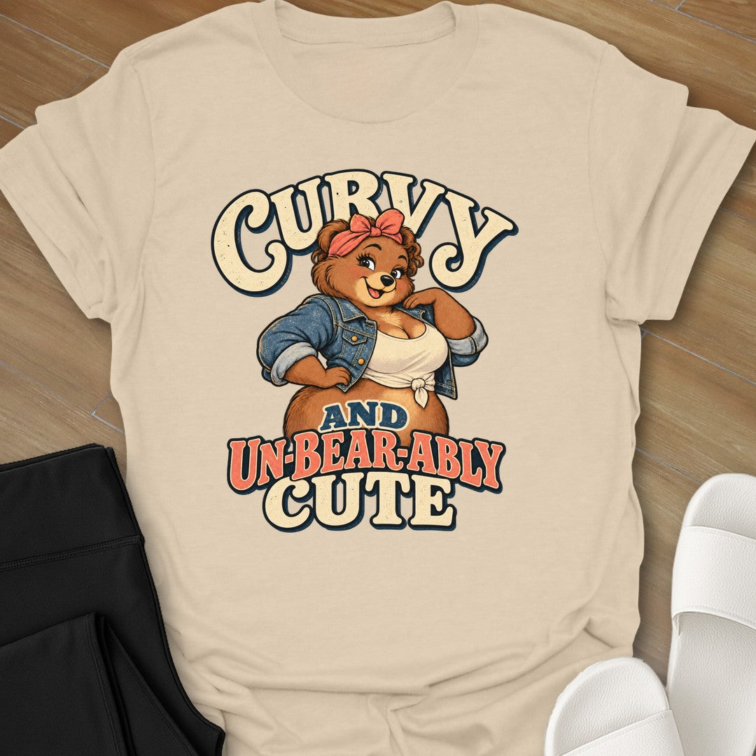 Unbearably Cute curvy girl graphic t-shirt in Sand by Ciaobellatre