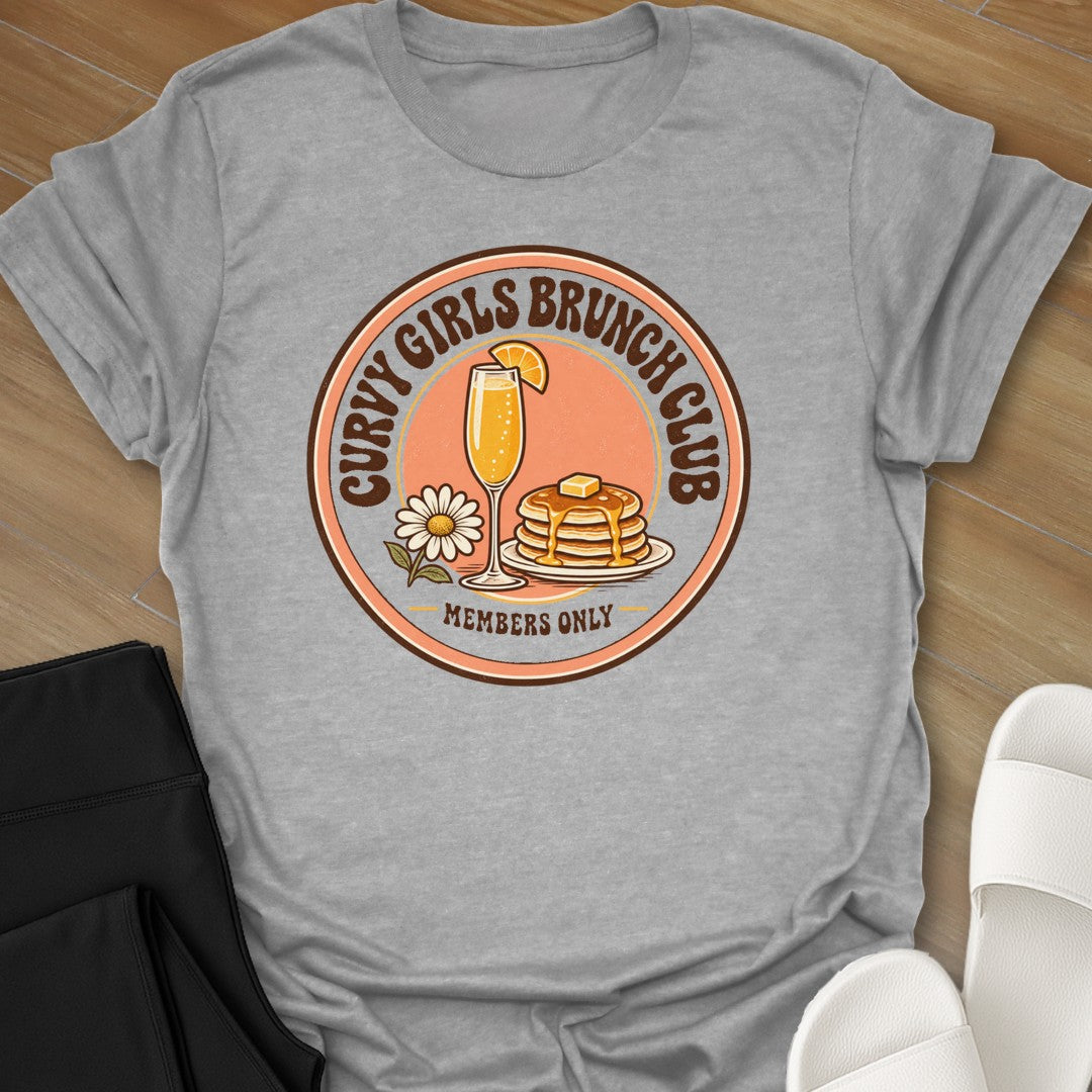Brunch Club Members curvy girl graphic t-shirt in Sport Grey by Ciaobellatre